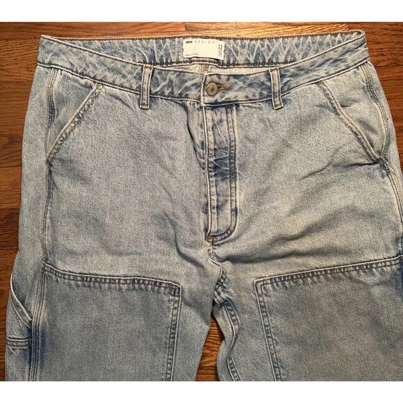 ASOS Design Carpenter Jeans Light Wash Blue Mens 34x32 Button-fly - Picture 4 of 7